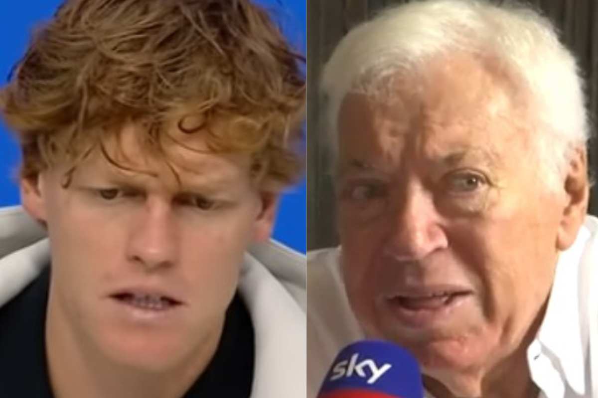 Jannik Sinner e Nicola Pietrangeli in primo piano