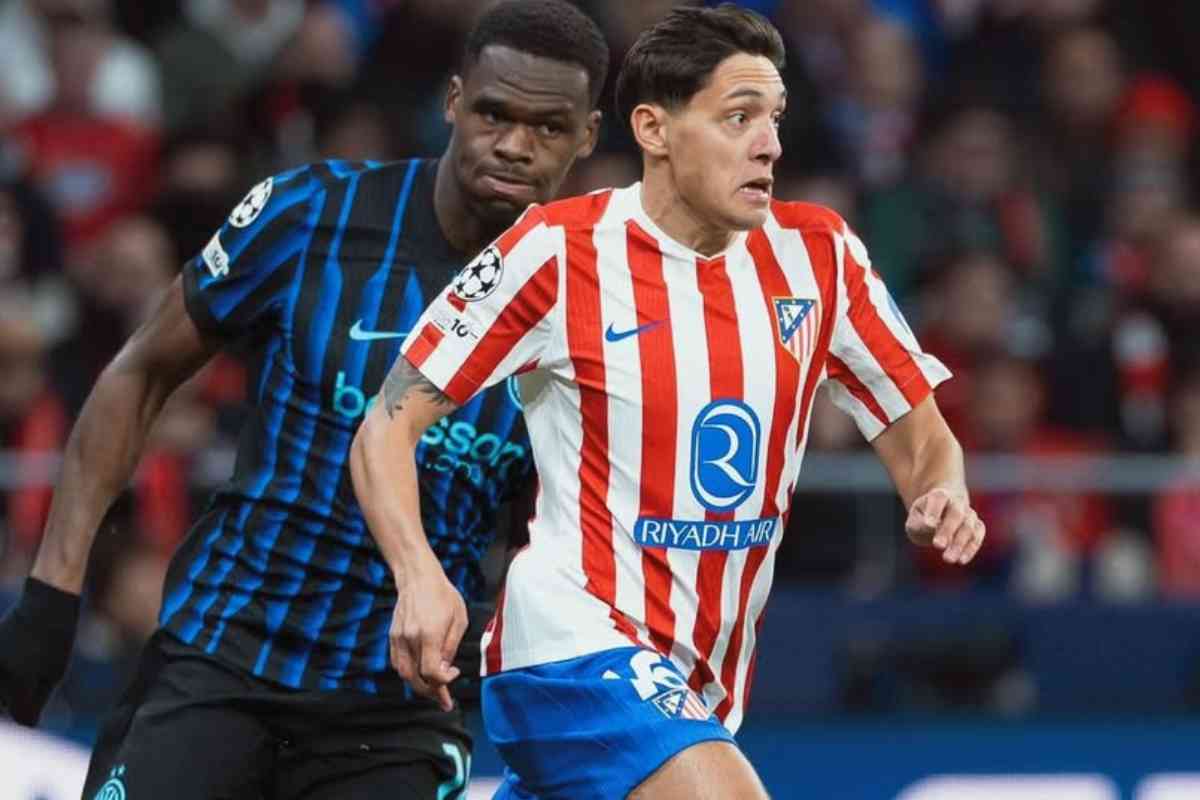 Nahuel Molina in campo nel match tra Atletico Madrid e Inter