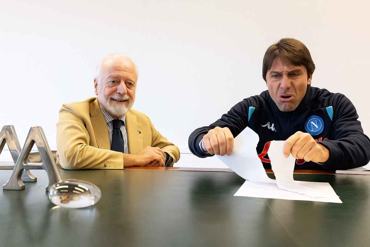 Conte strappa il contratto davanti a De Laurentiis