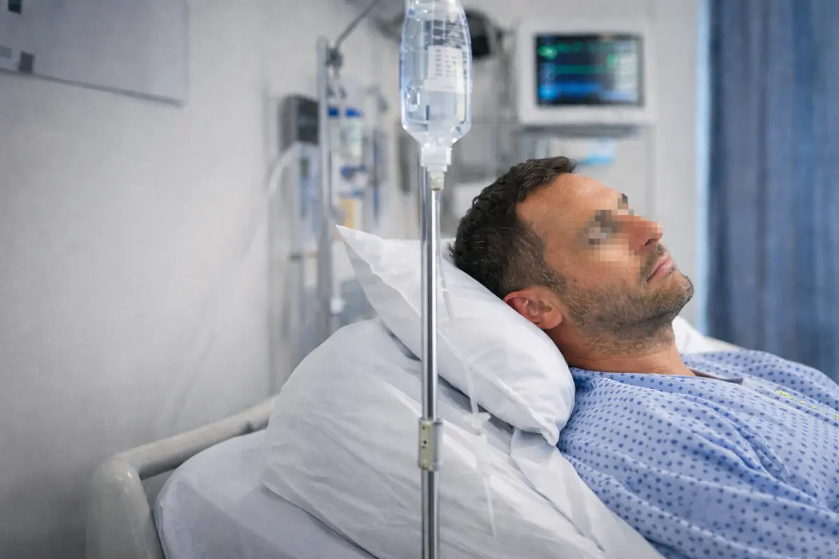 Persona ricoverata in ospedale